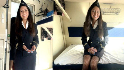 Bubbly Katty West and DisDiger at stewardess porn